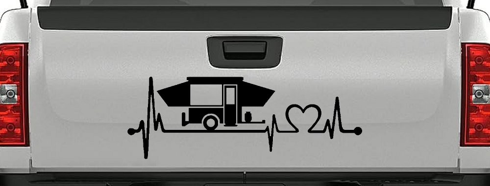 Pop Up Camper Travel Trailer Heartbeat Lifeline Car or Truck Window Decal Sticker