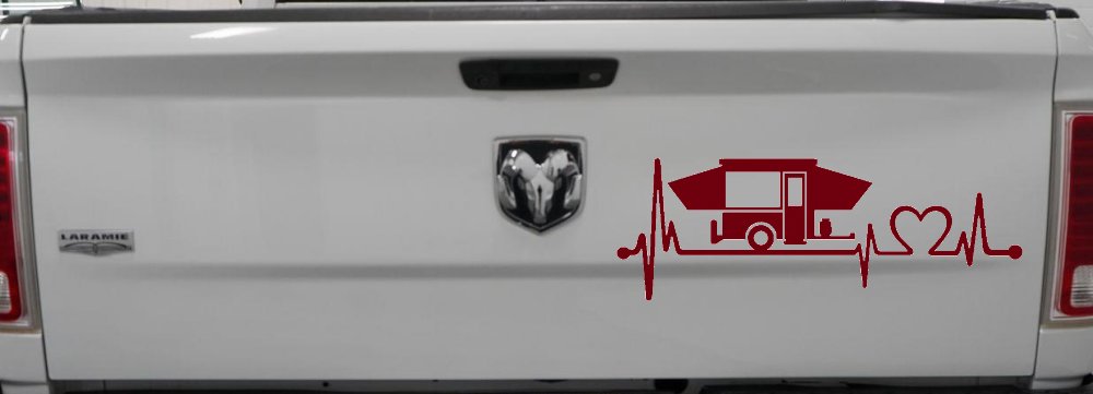 Pop Up Camper Travel Trailer Heartbeat Lifeline Car or Truck Window Decal Sticker