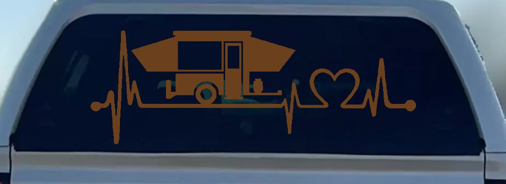 Pop Up Camper Travel Trailer Heartbeat Lifeline Car or Truck Window Decal Sticker (Copper)