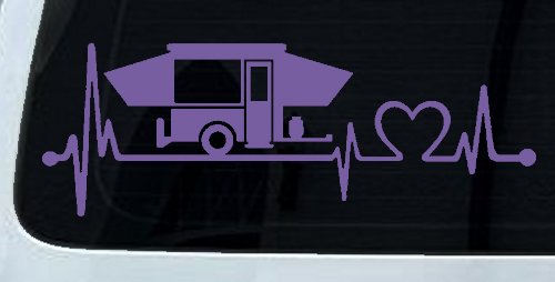 Pop Up Camper Travel Trailer Heartbeat Lifeline Car or Truck Window Decal Sticker (Purple)