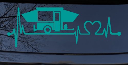 Pop Up Camper Travel Trailer Heartbeat Lifeline Car or Truck Window Decal Sticker