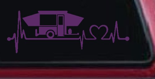 Pop Up Camper Travel Trailer Heartbeat Lifeline Car or Truck Window Decal Sticker (Violet)
