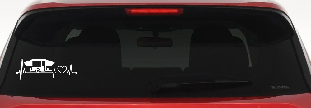 Pop Up Camper Travel Trailer Heartbeat Lifeline Car or Truck Window Decal Sticker