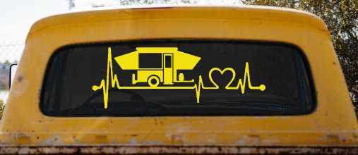 Pop Up Camper Travel Trailer Heartbeat Lifeline Car or Truck Window Decal Sticker