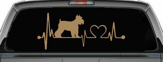 Schnauzer Heartbeat Lifeline Dog Car or Truck Window Decal Sticker (Light Brown)