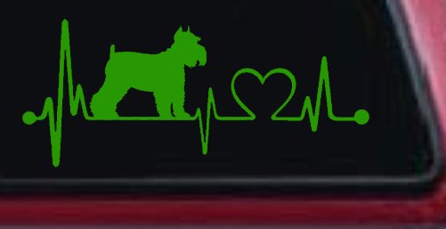 Schnauzer Heartbeat Lifeline Dog Car or Truck Window Decal Sticker (Lime)