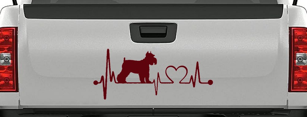 Schnauzer Heartbeat Lifeline Dog Car or Truck Window Vinyl Decal Sticker (Purple Red)