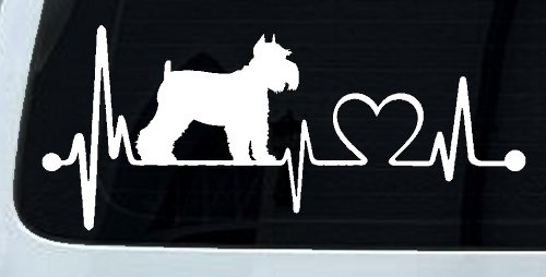 Schnauzer Heartbeat Lifeline Dog Car or Truck Window Vinyl Decal Sticker (White)