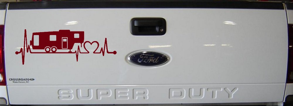 5th Fifth Wheel Camper Travel Trailer Heartbeat Lifeline Other Car or Truck Window Vinyl Decal Sticker (Burgundy)