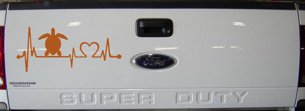 Sea Turtle Heartbeat Lifeline Car or Truck Window Vinyl Decal Sticker (Nut Brown)