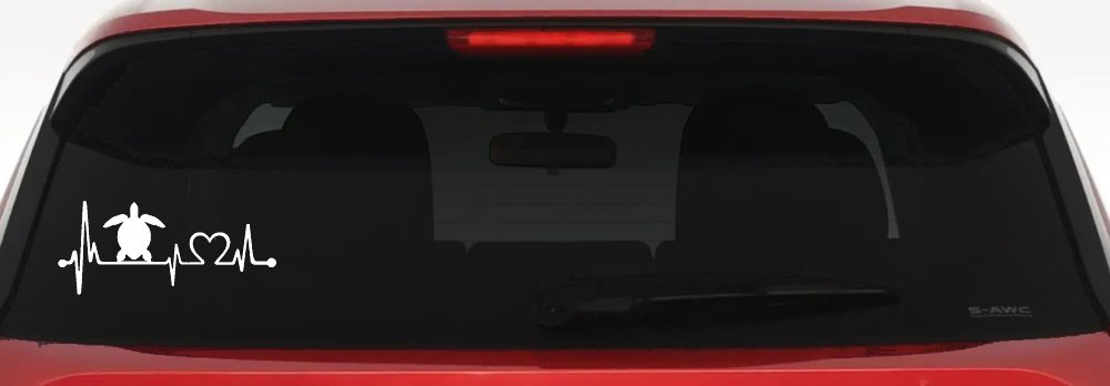 Sea Turtle Heartbeat Lifeline Car or Truck Window Decal Sticker