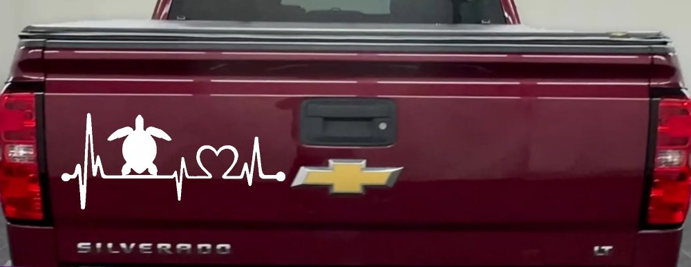 Sea Turtle Heartbeat Lifeline Car or Truck Window Decal Sticker