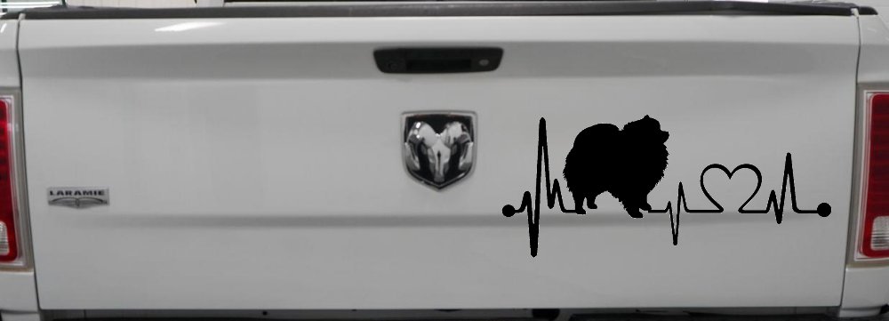 Pomeranian Dog Love Heartbeat Monitor Car or Truck Window Decal Sticker (Black)