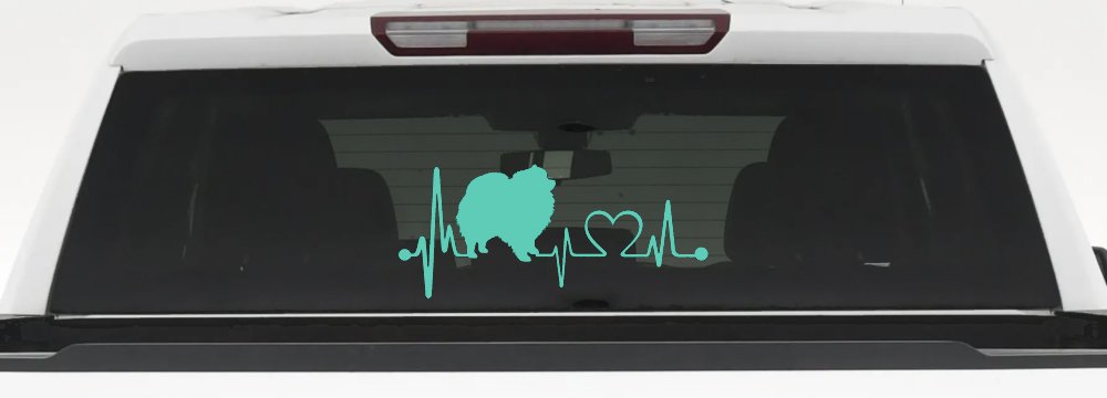 Pomeranian Dog Love Heartbeat Monitor Car or Truck Window Decal Sticker