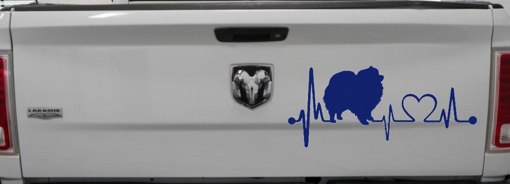 Pomeranian Dog Love Heartbeat Monitor Car or Truck Window Decal Sticker (Navy)