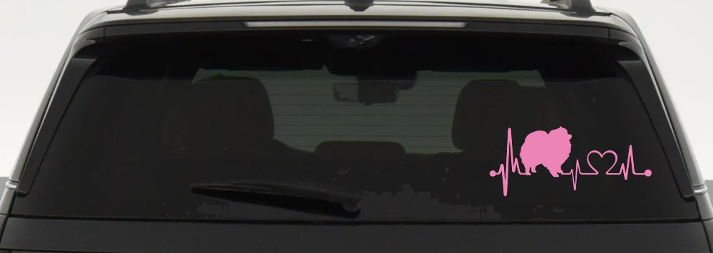 Pomeranian Dog Love Heartbeat Monitor Car or Truck Window Decal Sticker
