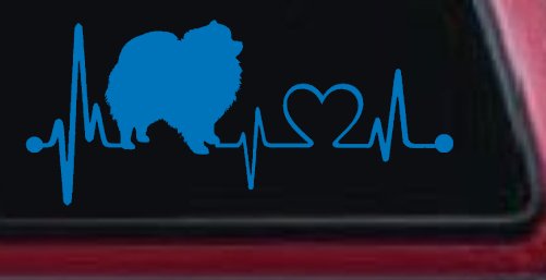 Pomeranian Dog Love Heartbeat Monitor Car or Truck Window Vinyl Decal Sticker (Sky Blue)