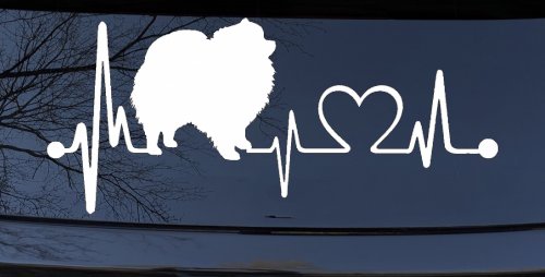 Pomeranian Dog Love Heartbeat Monitor Car or Truck Window Vinyl Decal Sticker (White)