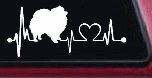 Pomeranian Dog Love Heartbeat Monitor Car or Truck Window Decal Sticker (White)