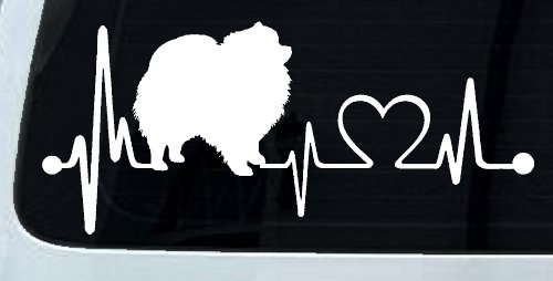 Pomeranian Dog Love Heartbeat Monitor Car or Truck Window Decal Sticker