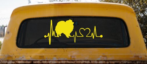 Pomeranian Dog Love Heartbeat Monitor Car or Truck Window Decal Sticker