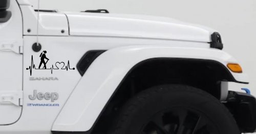 Girl Hiker Heartbeat Lifeline Monitor Hiking Camper Camping Car or Truck Window Vinyl Decal Sticker (Black)