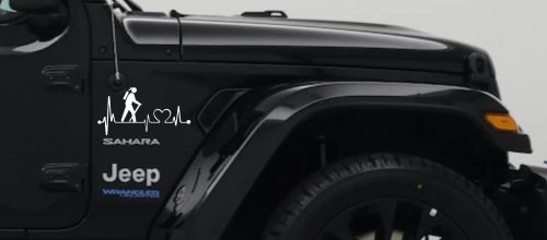 Girl Hiker Heartbeat Lifeline Monitor Hiking Camper Camping Car or Truck Window Vinyl Decal Sticker (White)