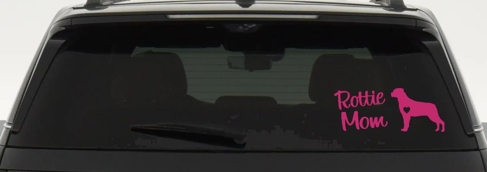 Rottie Mom Rottweiler Dog Car or Truck Window Decal Sticker (Hot Pink)