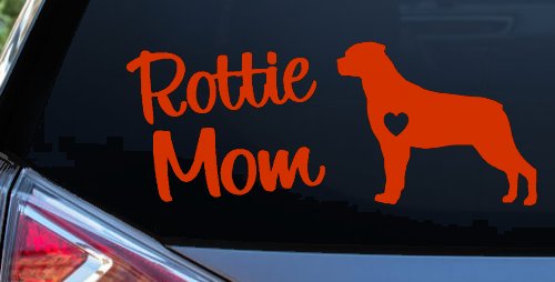 Rottie Mom Rottweiler Dog Car or Truck Window Decal Sticker (Orange Red)