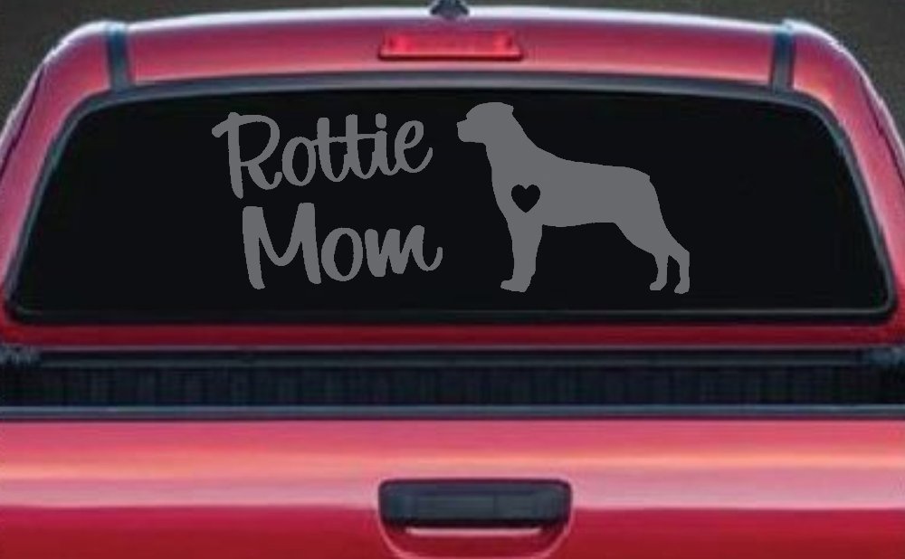 Rottie Mom Rottweiler Dog Car or Truck Window Decal Sticker (Silver)