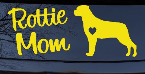 Rottie Mom Rottweiler Dog Car or Truck Window Decal Sticker (Yellow)