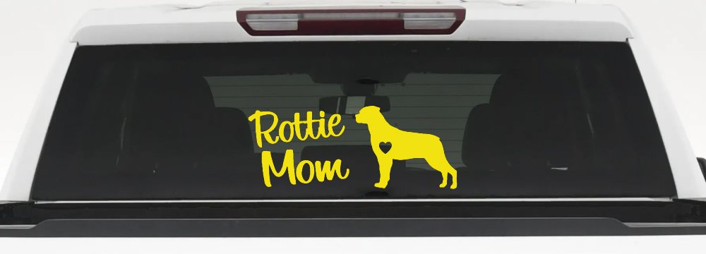 Rottie Mom Rottweiler Dog Car or Truck Window Decal Sticker (Yellow)