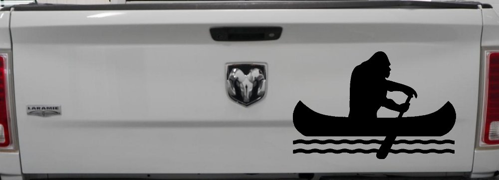 Bigfoot Sasquatch Canoe Funny Car or Truck Window Vinyl Decal Sticker (Black)
