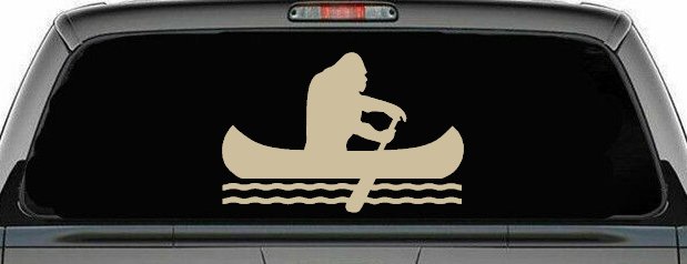 Bigfoot Sasquatch Canoe Funny Car or Truck Window Decal Sticker (Desert Sand)