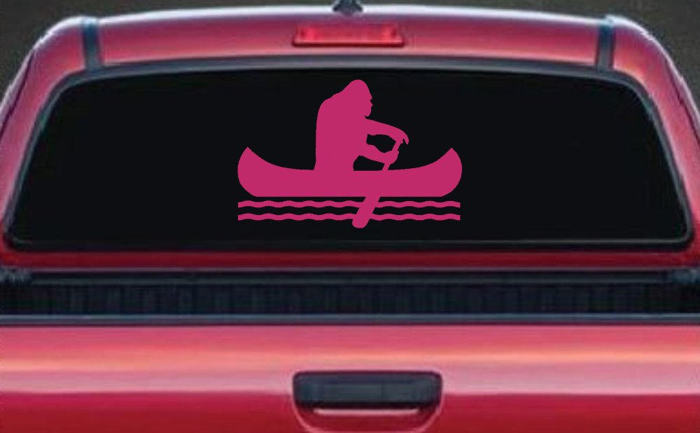 Bigfoot Sasquatch Canoe Funny Car or Truck Window Decal Sticker