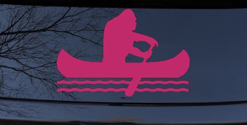 Bigfoot Sasquatch Canoe Funny Car or Truck Window Decal Sticker (Hot Pink)