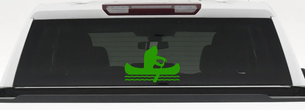 Bigfoot Sasquatch Canoe Funny Car or Truck Window Decal Sticker