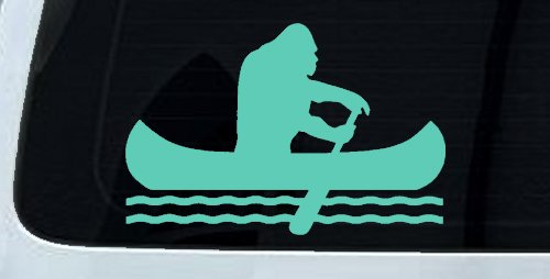 Bigfoot Sasquatch Canoe Funny Car or Truck Window Decal Sticker (Mint)