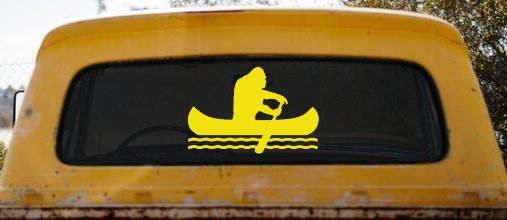Bigfoot Sasquatch Canoe Funny Car or Truck Window Decal Sticker