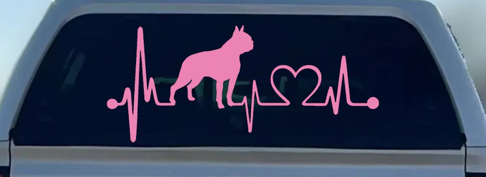Boston Terrier Heartbeat Lifeline Monitor Dog Animals Car or Truck Window Decal Sticker