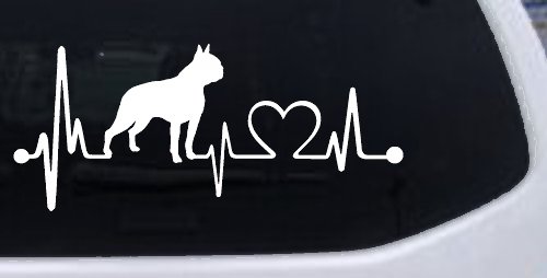 Boston Terrier Heartbeat Lifeline Monitor Dog Animals Car or Truck Window Vinyl Decal Sticker (White)