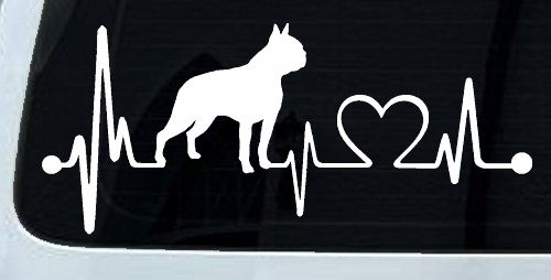 Boston Terrier Heartbeat Lifeline Monitor Dog Animals Car or Truck Window Decal Sticker