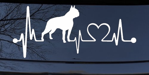 Boston Terrier Heartbeat Lifeline Monitor Dog Animals Car or Truck Window Decal Sticker