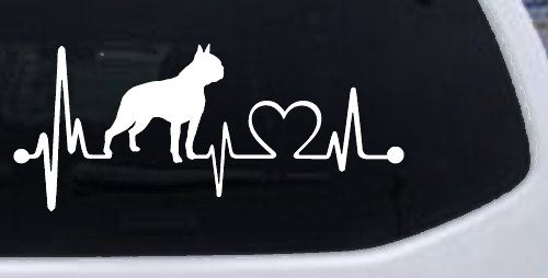 Boston Terrier Heartbeat Lifeline Monitor Dog Animals Car or Truck Window Decal Sticker