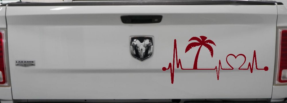 Palm Tree Beach Heartbeat Lifeline Vacation Car or Truck Window Decal Sticker
