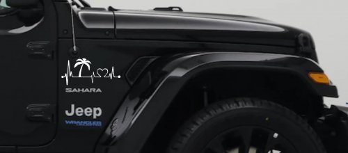 Palm Tree Beach Heartbeat Lifeline Vacation Car or Truck Window Vinyl Decal Sticker (White)