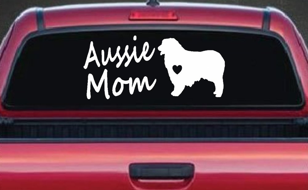 Australian Shepherd Aussie Mom Dog Car or Truck Window Decal Sticker (White)