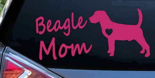 Beagle Mom Dog Car or Truck Window Decal Sticker (Hot Pink)