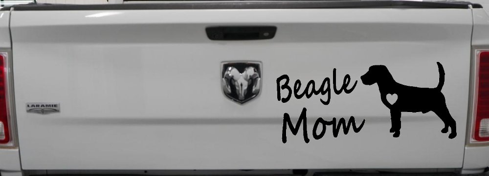 Beagle Mom Dog Car or Truck Window Vinyl Decal Sticker (Matte Black)