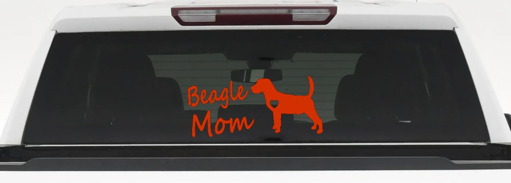 Beagle Mom Dog Car or Truck Window Decal Sticker (Orange Red)